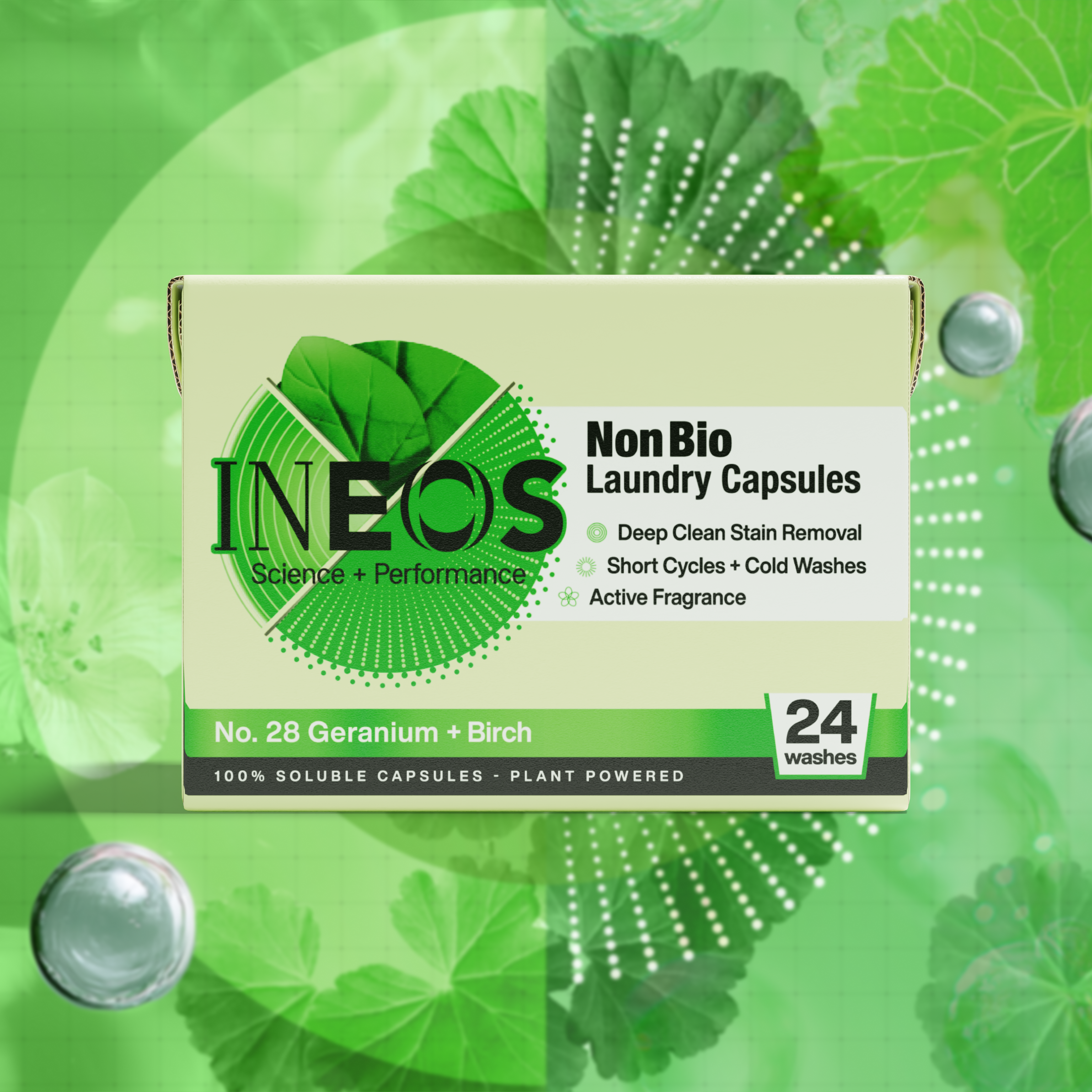 INEOS Non Bio Laundry Capsules with Geranium + Birch Fragrance