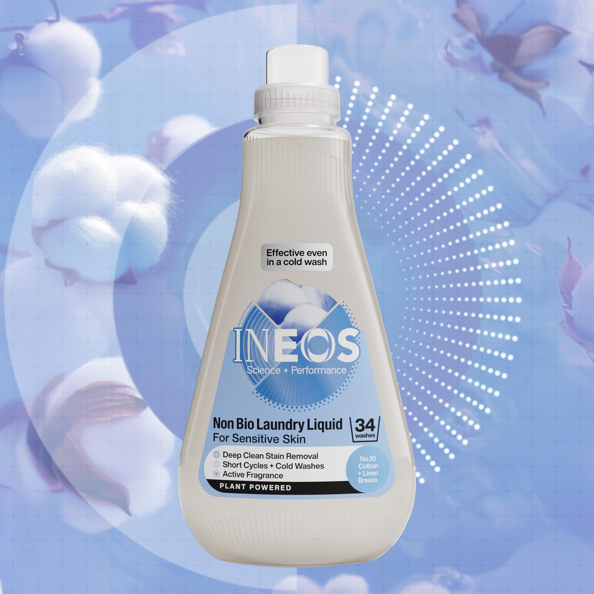 INEOS Non Bio Laundry Liquid for Sensitive Skin with Cotton + Linen Breeze Fragrance
