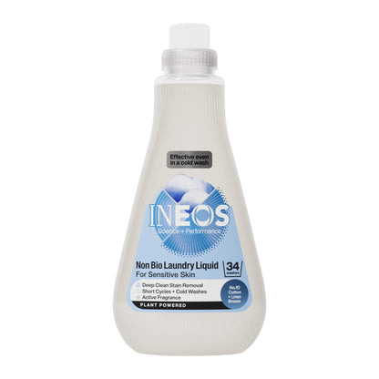 INEOS Non Bio Laundry Liquid for Sensitive Skin with Cotton + Linen Breeze Fragrance