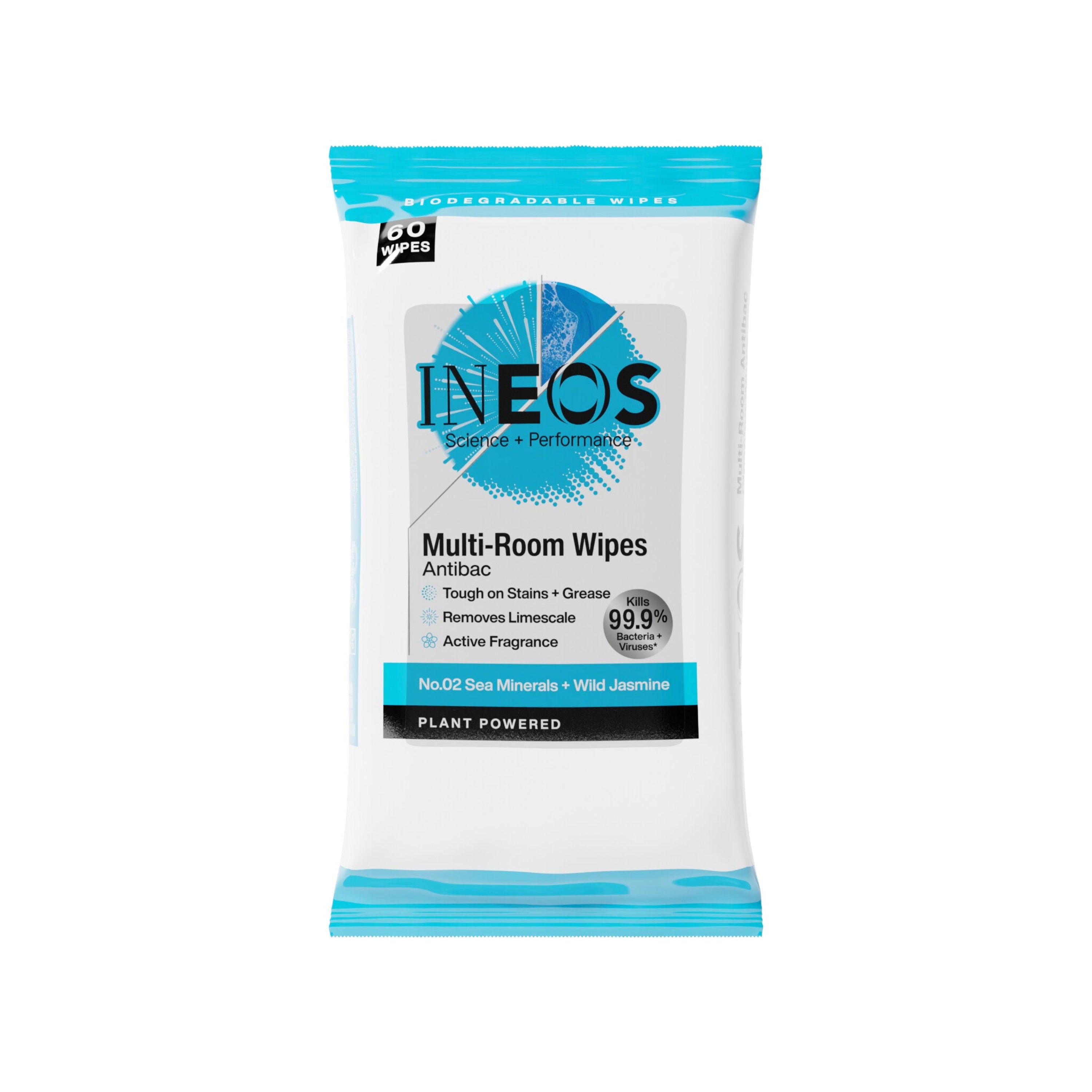 Pack of INEOS multi-room wipes on a white background